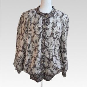 VINTAGE Chic Women's Sweater - Brown Pattern SIZE M